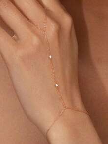 Tsnamer 1pc Beaded Hand Chain Bracelet For Women Girl Ring Bracelet Hand Chain Simple Stainless Steel Waterproof Bracelet Fashion Jewelry Gifts