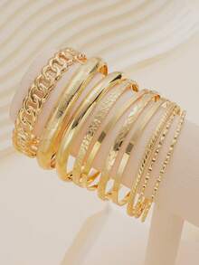 3-19 piezas Conjunto de brazaletes anchos de metal geométricos asimétricos exagerados de moda, adecuados para mujeres, unisex, parejas, uso diario, citas, bodas, fiestas, regalos de cumpleaños para amigos, novias, madres