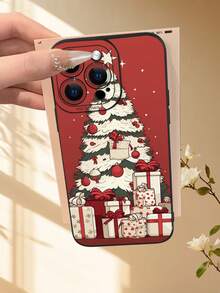 1 pieza Funda de teléfono con tema navideño, con borde elevado para la cámara y protección de bordes de cubierta de TPU, compatible con iPhone 16/15/14/13/12/11 Pro Max, Galaxy S25/S24/S23/S21 y series A54/A53/A52/A34/A15, regalo lindo para amigos, familia, parejas, cumpleaños