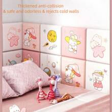 1 pieza Adhesivo de dibujos animados Almohadilla suave, Decoración del borde de la cama, Anticolisión, Alfombra de pared impermeable para tatami, papel tapiz, pegatinas de pared, decoración de habitación