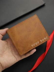 1个定制男士短款钱包，男士礼物，情人节礼物，PU皮革材质，PU极简多卡位钱包，定制男士钱包，个性化礼物，送给兄弟、父亲、男友，周年纪念日、父亲节、圣诞节、万圣节、情人节 - 彩色 - 查看 10