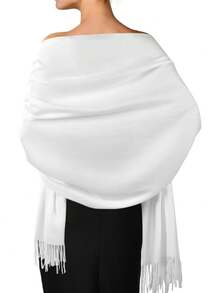 Klassischer Damen Einfarbiger Quasten Mode Warmer Schal, Einfarbiger Lässiger Süßer Eleganter Schicker Straßen Höfischer Geschäfts Party Polyester Weicher Schal, Geeignet für alle Jahreszeiten