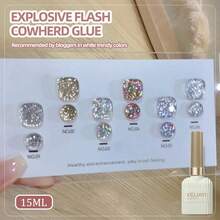 XEIJAYI 6瓶反光亮片指甲油凝胶，牛仔女郎和织布女郎系列指甲油凝胶，UV凝胶指甲油，美甲沙龙专用指甲油，女士DIY居家美甲礼品 - 彩色 - 查看 10