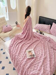1 pieza Manta estilo bohemio en beige, manta de forro polar de tafetán jacquard, manta suave y ligera, transpirable y cálida de doble uso como cubrecama/chal para sala de estar, dormitorio, dormitorio, decoración de muebles, todo el año, el tamaño pequeño se puede usar como toalla de playa - Púrpura malva - Ver 5