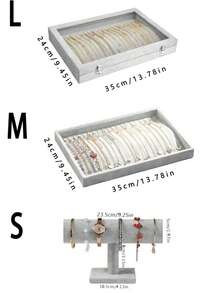 1个带透明盖的项链收纳盒，珠宝托盘展示盒，透明盖珠宝项链展示盒，女士及女孩展示收纳盒，100格戒指首饰盒，耳环首饰托盘，戒指首饰收纳展示托盘，简约天鹅绒戒指盒，首饰盒，耳环首饰收纳盒，防尘首饰展示盒，房间装饰 - 彩色 - 查看 3