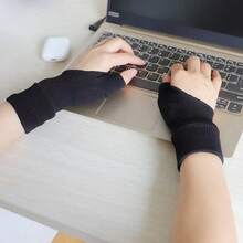 2 Pack 1 Pair, Gel Pad Thumb Fingerless Compression Gloves, Breathable Carpal Tunnel Syndrome Care Joint Support Daily Use Gloves - 黑色 - 查看 3