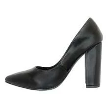 Zapatilla Casual De Punta Negra Con Tacón Grueso 10 Cm - Negro - Ver 3