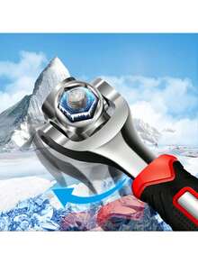 HALMAN Llave de tubo universal 52 en 1, mango antideslizante de 8-19 mm y diseño de hueso giratorio, juego de llaves de tubo multifuncionales mejoradas, herramienta de llave de doble extremo ajustable universal con imán, herramienta de llave multifuncional, cabezal giratorio de 360 ​​grados, llave universal con cabezal magnético, tornillos adsorbibles, llave métrica, llave imperial, herramientas de acero inoxidable para el hogar o el automóvil, herramientas de reparación, artículos para el hogar, accesorios de garaje, herramientas de llave para el hogar, bicicletas, reparación de automóviles - Rojo - Ver 8