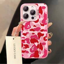 1pc Full Screen Pink Color Blocks Compatible For Phone 16/15/14/13/12/11/8/ 7ProMax/Pro/Plus/Xs Max/XS/X,For Compatible With Colored Simple And Personalized Black Letterssilver Hard Shell, Fall Prevention Anti-Shock, Anti-Slip, Anti Drop, Camera Lens Protection, Silicone Anti Wear Phone Case  ﻿ ﻿ ﻿ ﻿ - Pink - View 3