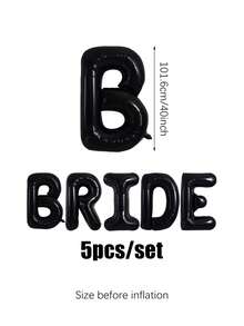5 件/套 40 英寸巨型 BRIDE 铝箔气球、黑色字母气球、黑色 BRIDE 铝箔气球横幅，适用于订婚、新娘送礼会、单身派对、新娘送礼会礼物、成为新娘派对、婚礼单身派对装饰、婚礼装饰 - 彩色 - 查看 3