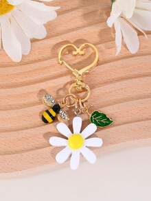 1 Stück Urlaubsstil süßer Blumen- & Bienen-Anhänger Schlüsselanhänger, Tasche/Auto Schlüssel Dekoration, geeignet als Geschenk für Familie, Freunde, Studenten zu Geburtstag/Feiertagen, Taschenzubehör Schlüsselbänder mit ID-Halter, Autoschmuck, Taschenanhänger, Weihnachtsgeschenk, Lehrer, Schwester