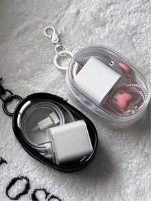 10pcs/2pcs/1pc Portable PVC Black & White Transparent Mini Data Cable Organizer Bag, Mini Zipper Storage Pouch, Compact Multipurpose Transparent Keychain Pouch, Bag Accessories, Earphone & Charger Storage Box With Keychain, Dual Zipper Design For Cables, Chargers, Earphones, Jewelry & Small Items - Multicolor - View 3