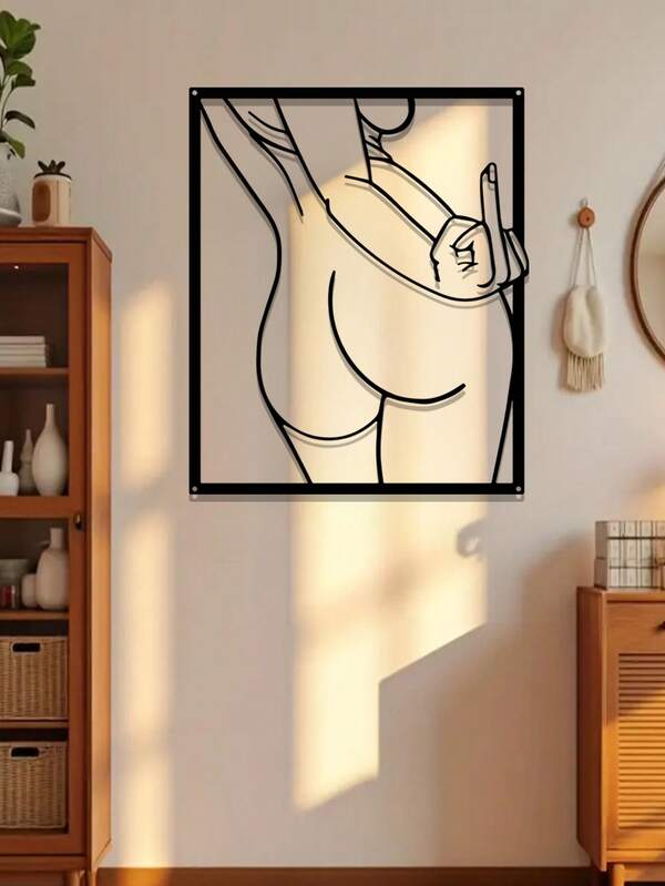 1pc Minimalist Feminine Line Metal Wall Art, Personalized Metal Hanging Ornaments, Elegant Lady's Back Line Art Decoration, Modern Home Decoration Suitable For All Seasons, Suitable For Home Decoration, Office, Bathroom Decoration, Gallery, Housewarming, Christmas, Halloween, Perfect Gift For Art Lovers