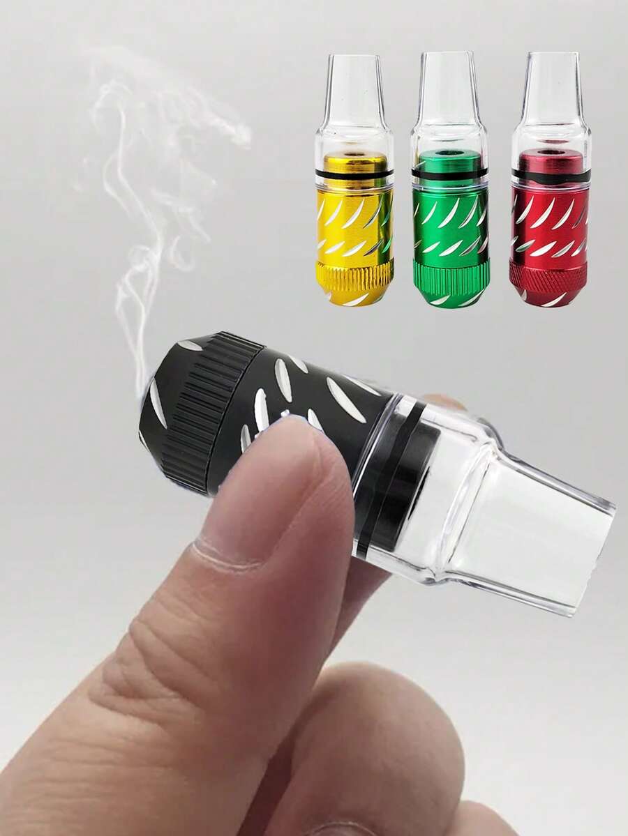 1pc Random Color Metal And Acrylic Mini Nipple Tube Portable Cigarette Smoking Accessory With Mouthpiece,Mini One Metal Tobacco Portable Smoking Pipe,For Party Favors,Christmas,Mother's Day,Father's Day Gifts, Back-To-School Supplies - 彩色 - 查看 1