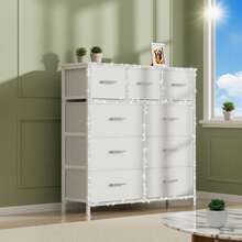 Drawer Storage Cabinet, Fabric Storage Drawer Units, Storage Tower Organizer, Entertainment Center With Fabric Drawers, TV Stand, Dresser With Fabric Bins, Sturdy Steel Frame, Easy Pull Handles, Stylish Chest Of Drawers For Bedroom, Hallway, Entryway, Living Room, Closet, Office, (Some Models With 3D Artificial Diamonds Sticker And Artificial Diamonds Handles) - 9抽屜粉紅+3D貼紙+鑽石手柄 - 查看 1