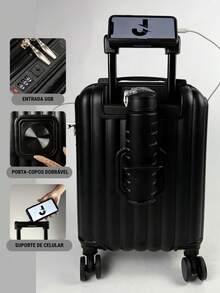 ANAC Standard Travel Carry-On Suitcase 10kg ABS Resistant | Double 360° Wheels Built-In Padlock USB Input Expandable Zipper Anti-Theft - 黑色 - 查看 2
