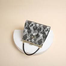 Bolso de mujer de cuero patentado brillante con estampado de serpiente, correa de hombro larga, de una sola asa, se puede llevar cruzado al hombro