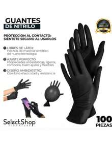 Guantes De Nitrilo Vinilo Negro Libre De Latex 100 Piezas - GRANDE - Ver 4