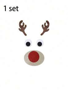 1 Set - Decoración navideña linda: Pegatinas de fieltro de Papá Noel, muñeco de nieve y reno de dibujos animados para puerta/ventana, accesorios para escaparate de tienda, pegatinas navideñas, pegatinas navideñas de fieltro, pegatinas desmontables de muñeco de nieve navideño para puerta/ventana