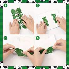 12pcs Football Party Food Tray -White&Green Football Pattern, Foldable Paper Tray, Suitable For Birthday Parties, Theme Parties, French Fries, Popcorn Boxes, Party Decorations, Etc