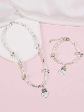 Sanrio 三丽鸥Hello Kitty首饰套装，1件/2件银色时尚链手链和项链，适合女性日常佩戴