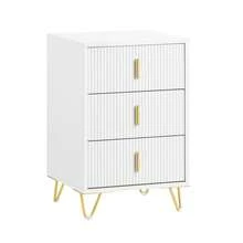 SoBuy Bedside Table, Nightstand With 3 Drawers And Storage Compartment, Modern Side Table For Bedroom And Living Room - White - View 13