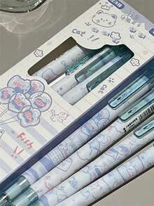 4 支可爱鱼和猫图案自动铅笔，高品质，0.5 毫米铅芯，适合学生、考试、返校、办公用品 - 彩色 - 查看 2