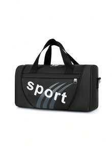 Casual Colorblock Cylinder Sports Shoulder Bag, Casual Letter Pattern Cylinder Sports Gym Bag, Portable Zipper Lightweight Handbag Tote, Fashion Unisex Daily Use Bag, Large Capacity Luggage Bag, Training Bag, School Supplies, Backpack For Boys, School Backpack, Teenager Backpack