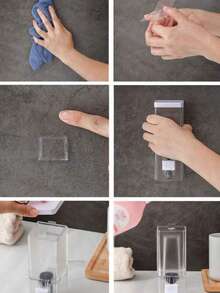 1 pieza Dispensador de jabón montado en la pared, tipo de presión, dispensador de loción y champú, botella de champú montada en la pared, dispensador de jabón líquido adecuado para hotel, moderno y minimalista, sin perforación, dispensador de jabón montado en la pared para cocina y baño, decoración de otoño, de vuelta a la escuela