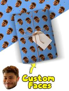 Personalised Photo Wrapping Paper Funny Custom Heads Photo Gift Wrap Sent As Roll Or Sheet Birthday & Novelty Gag Joke Present Idea Multiple Colors, Suitable For Wedding Accessories, Couple Anniversary Gift Wrapping Paper - Multicolor - View 3