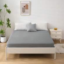 SOULFUL Fitted Sheet 140 X 200 Cm, 100% Washed Cotton Flat Sheet Up To 25 Cm Mattress Height, Breathable With Linen-Like Handle, Oeko-Tex Certified, Sage Green - Grey - View 2