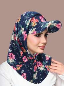 1 pieza Conjunto de cuello y pasamontañas con estampado de moda para ciclismo para mujeres