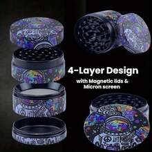 Molinillo de hierbas de astronauta de 1.6 pulgadas, molino de especias, mortero y maja, triturador de sal, trituradora de tabaco, vainilla, 4 secciones, molinillo portátil de aleación de zinc, picadora de cigarrillos, accesorios para fumar, regalo