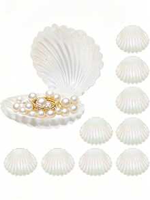 10 hộp đựng trang sức hình vỏ sò, hộp vỏ sò mini chủ đề nàng tiên cá, hộp đựng vòng cổ bằng nhựa hình vỏ sò mini, thích hợp làm quà tặng, hộp trang sức chủ đề dưới biển cho tiệc sinh nhật, quà tặng Ngày của Mẹ và quà tốt nghiệp. - trắng - Xem 2