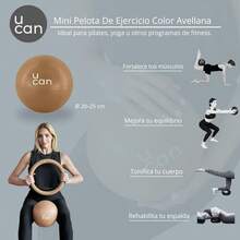 U can - Pelota para Pilates, Barre, Yoga |   Tamaño Chica 20-25 cm |   Ideal para Ejercicios de Bajo Impacto, Tonificación y Rehabilitación |   Material Resistente de Policloruro de Vinilo - Avellana - Ver 6