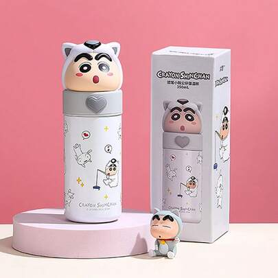Crayon Shin-Chan Character Stainless Steel Vacuum Tumbler With Straw, Official Licensed Double-Wall Insulated Cup For Hot & Cold Drinks, Cute Cartoon Travel Mug Gift For Kids Fans (Kawaii Style Polar Bear-Shaped Cup)