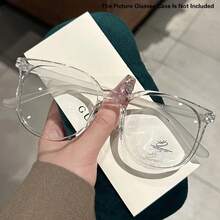 Large Round Frame Clear Lens Glasses Retro Fashion Decorative Glasses Computer Glasses For Women And Men - 透明1個裝 - 查看 8