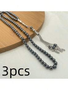 1pc 99 Beads 6mm Black Agate Muslim Prayer Beads - Black - View 16