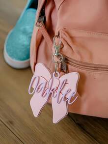 Personalized Bow Backpack Tag,Custom Name Bag Charm For Girls,Cute Acrylic Name Tag,Kids Bag Label