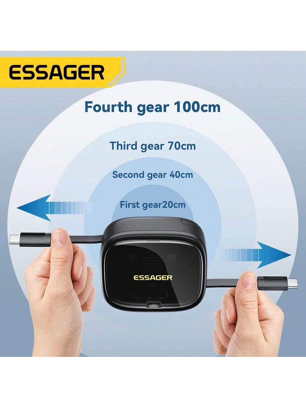 ESSAGER كبل شحن وبيانات نوع C إلى نوع C 60 واط مع...