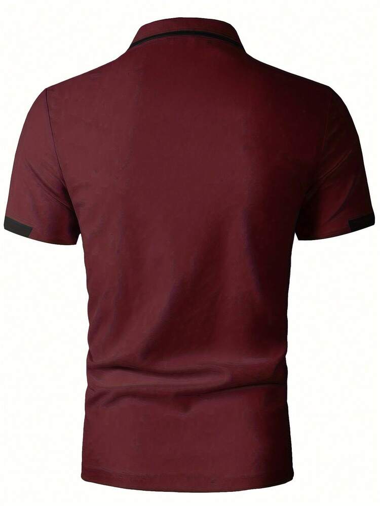 ملابس علوية بولو رسمي كاجوال صيفي للرجال كبار الحجم، بتصميم بسيط بألوان مختلفة مع ياقة وأزرار وأكمام قصيرة، ملابس علوية بولو موضة كبار الحجم متعدد الاستخدامات للتنقل اليومي، قماش مريح، متوفر باللون الأرجواني والأزرق الداكن والزيتوني والبرغندي - عنابي اللون - مشاهدة 2