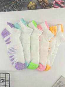 5 paquetes de calcetines de tobillo deportivos para mujer, calcetines de compresión para correr para mujer, calcetines cómodos y suaves con lengüeta