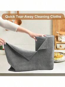 Reusable Paper Towels Washable, Microfiber Cleaning Cloth Roll, KitchLife Microfiber Cleaning Cloth Roll - Tear-Away Reusable Microfiber Paper Towels, Lint-Free, Washable, 20 Sheets For Kitchen, Car, Dishes, And Sensitive Surfaces. Cleaning Tool,Christmas Gifts, School Folders - 灰色 - 查看 3