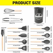 24pcs Kitchen Utensil Set, 24 Piece Cooking Utensils, Silicone Utensils Set With Holder, Heat Resistant Tools Include Spoons Turner Spatula Ladle Tong For Non-Stick Cookware - Dark Grey - View 6