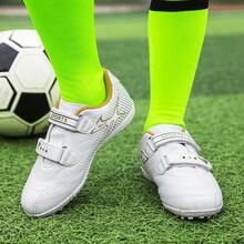 Boys Soccer Cleats -Shock-Resistant BreathableComfortable And Ready For Competition - Hook AndLoop Fastener Pu Upper Nylon Lining EVA Insole Print Patterned Design - White - View 5