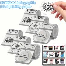 [Transparent Thermal Labels 50*50Mm] Transparent Round Thermal Labels | Self-Adhesive Thermal Label Paper | Thermal Label Printing Paper | For Barcodes/Addresses/Mailers/Logos/Business Printing | Compatible With B3S/M200/M210/M110/M3/M120/M108/P50/P80/P1/P2/DP26/DP30/Q20/Q40/221D/220B Label Printers - Multicolor - View 2