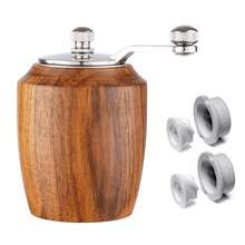 Moulin à sel et poivre en bois d'acacia, meulage en céramique durable, moulins à poivre classiques à secousse manuelle pour la cuisine, broyeur polyvalent avec poignée, moulin à épices réglable manuellement pour la cenelle, le poivre, le sel de mer, le poivre noir, les épices, ustensile de cuisine