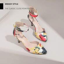 Women's IN3 D'Orsay Pumps Low Kitten Heels For Women Dress Shoes Pointed Closed Toe Wedding Bride Ankle Strap Dressy Silver Black Nude White Gold Heels For Women-2025 - 花黃色 - 查看 9
