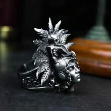 Vintage Goddess-Themed Zinc Alloy Ring For Men – Featuring A Gothic Skull And Laurel Leaf Design; Perfect For Halloween, Easter, And Various Themed Parties; A Stylish Gothic-Style Accessory Suitable For Both Men And Women. - nữ tu sĩ - Xem 2