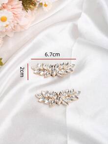 2 件可拆卸水钻金属银色/金色花环形状时尚优雅鞋饰，适用于高跟鞋、平底鞋、婚鞋、新娘鞋、水晶鞋，颜色：白色、黑色、橙色、红色 - 金色 - 查看 5